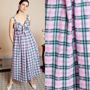 SISTER JANE Check Me Out Gingham Plaid Pink Wide Leg Jumpsuit